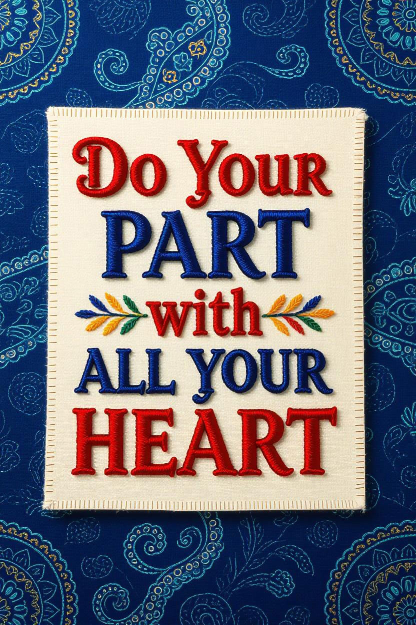 Embroidery with quote