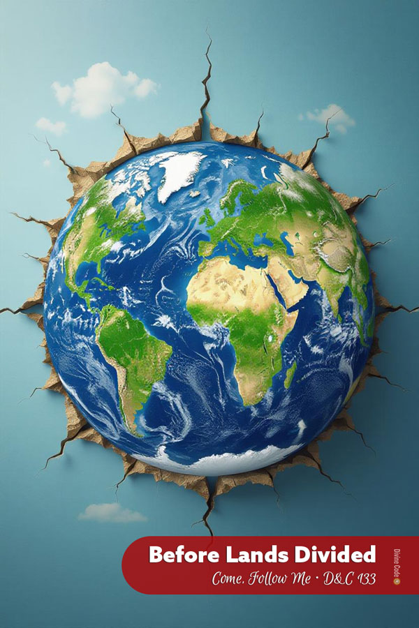 Before the Lands Divided – D&C 133 The earth bursting through a paper sky.