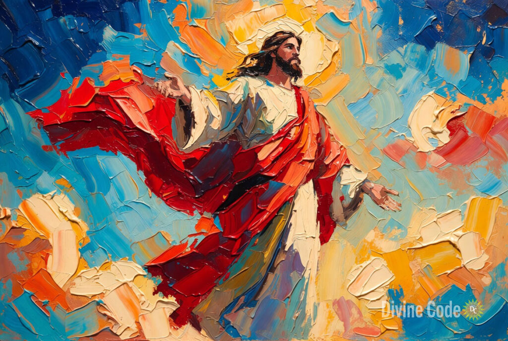 Painting of Christ in a red robe.